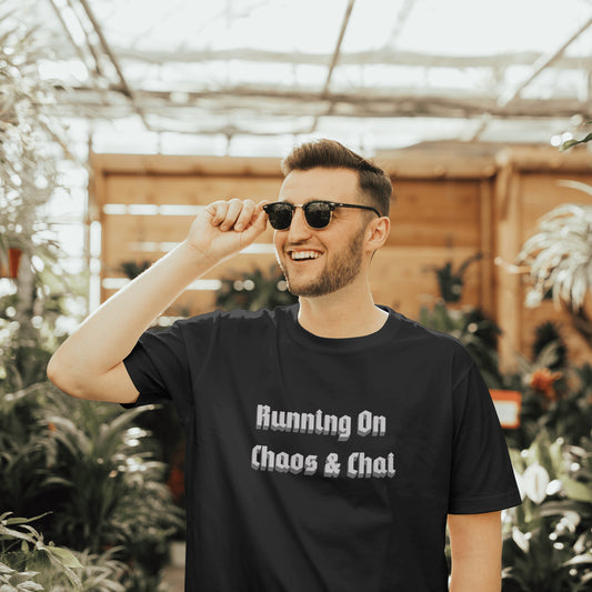 Running On Chaos & Chai | Men Terry Oversized Tee