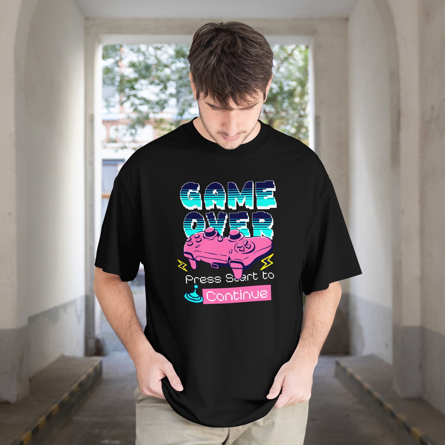 Press Start To Continue | Men Oversized Classic T-Shirt