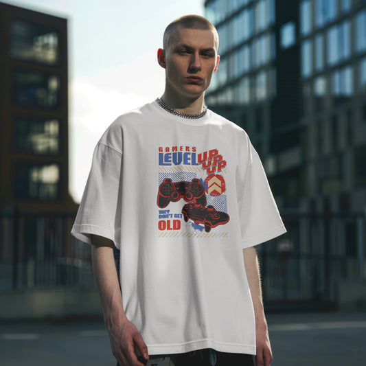 Gamers Level Up | Men Oversized Classic T-Shirt