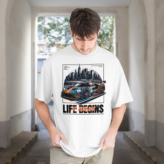 Life Begins At Redline | Men Oversized Classic T-Shirt