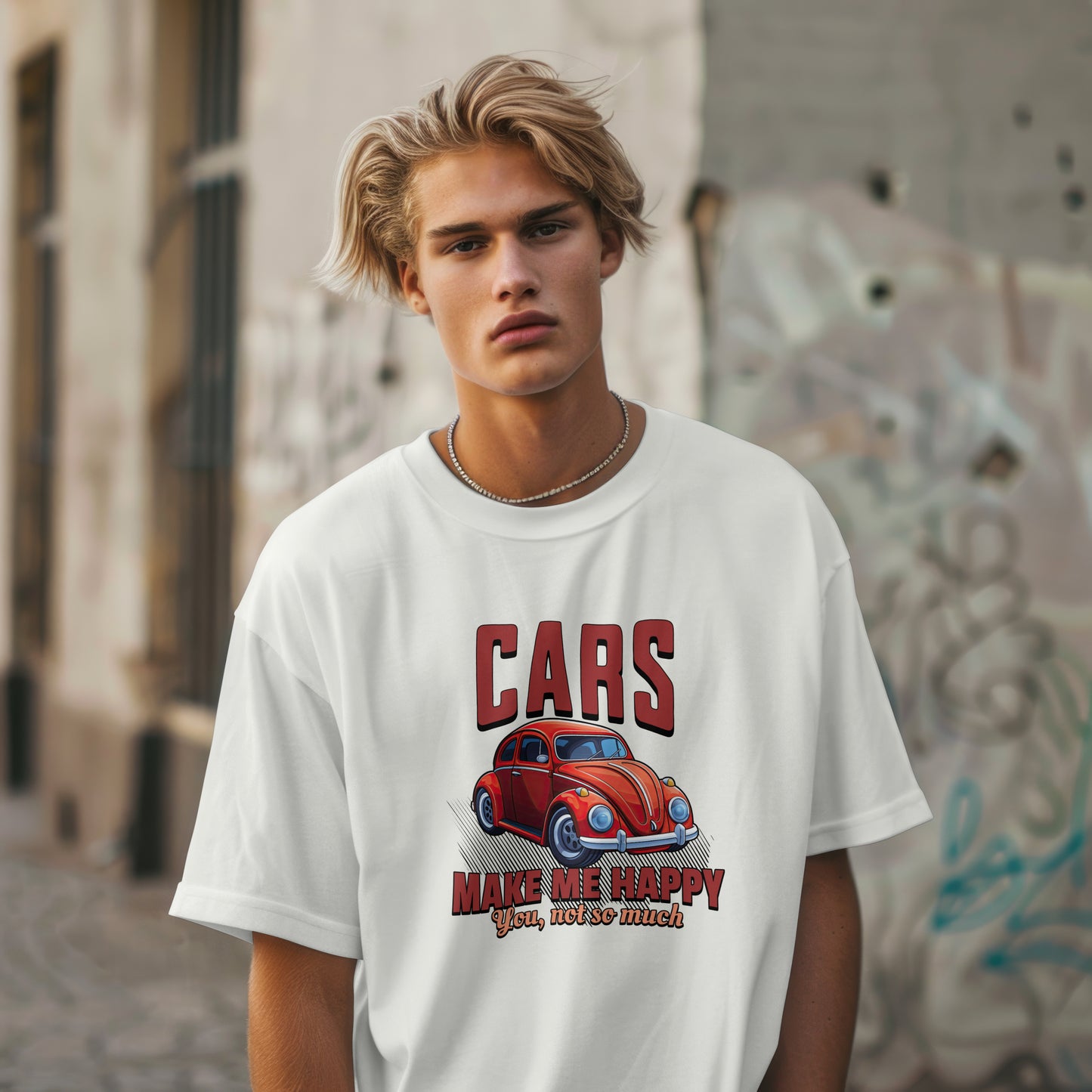 Cars Make Me Happy | Men Oversized Classic T-Shirt